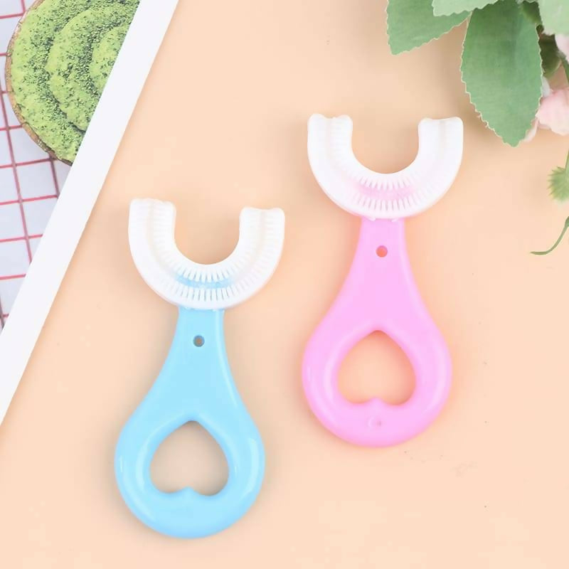 360° U-Shaped Baby Toothbrush | Soft Silicone Kids Oral Care & Teether Brush (Random Color)