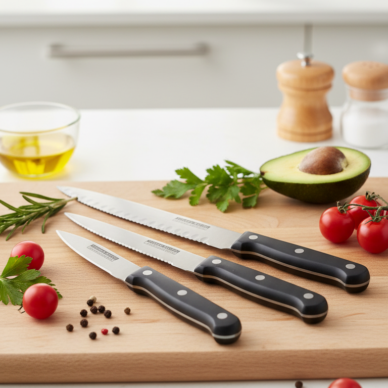 Kitchen Knives, Non-Stick Coating, Ergonomic Anti-Slip Handles, Perfect for Chopping