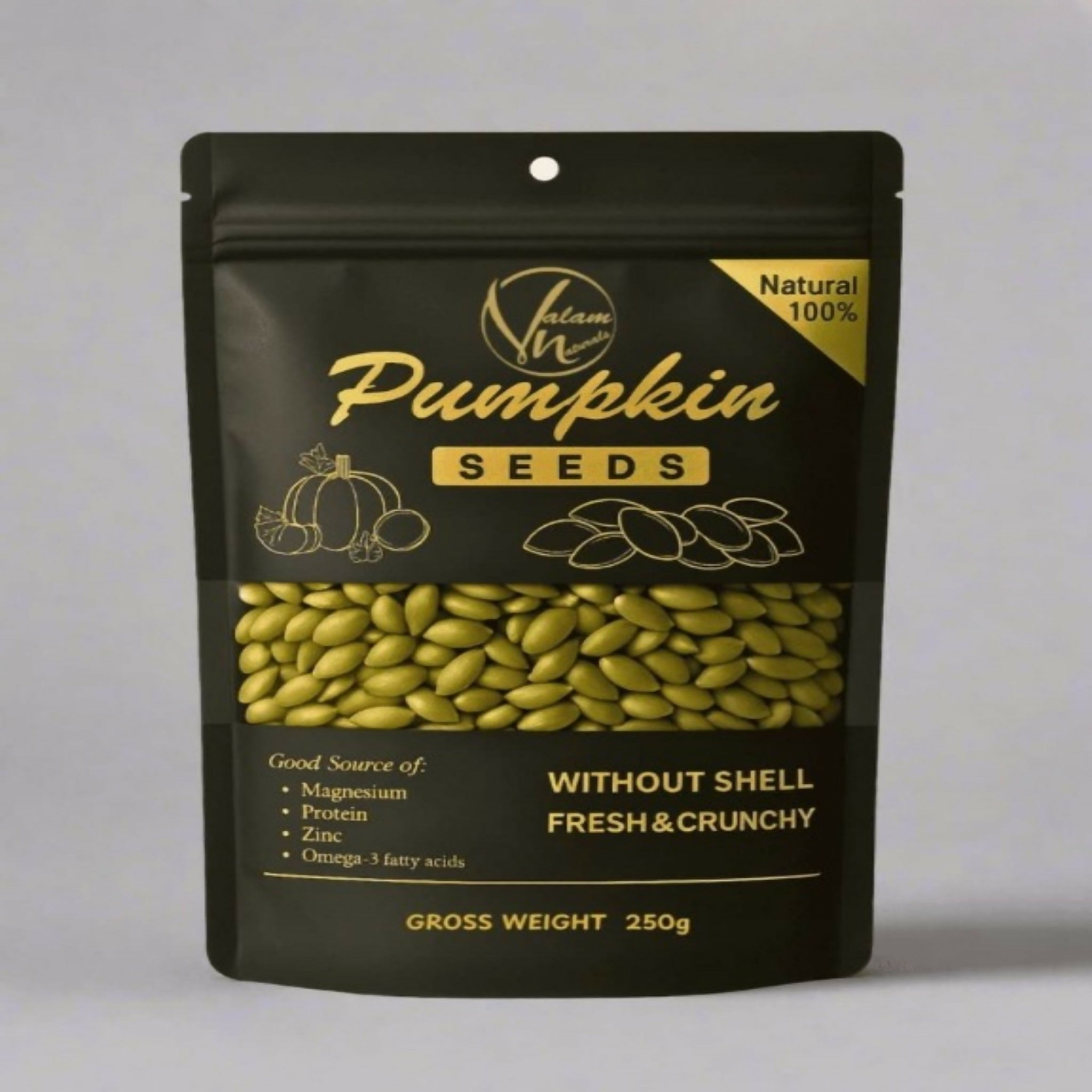 Premium Natural Pumpkin Seeds Without Shell 250g | Protein, Zinc & Magnesium Rich Snack