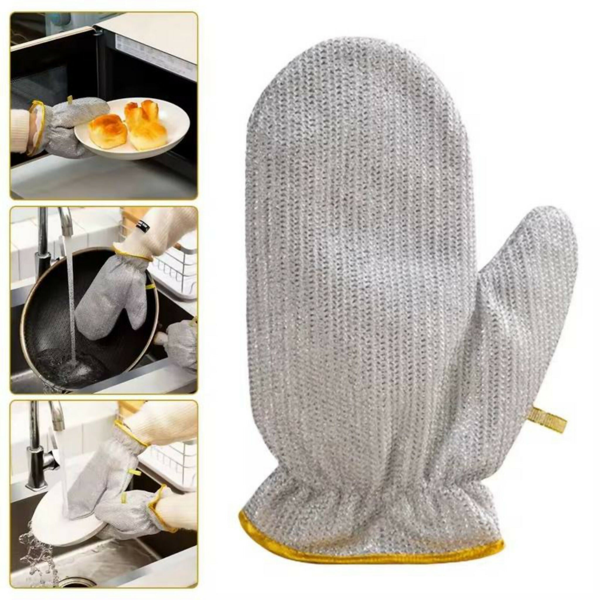 Pack of 1 Heavy-Duty Wire Scrubber Dishwashing Mitt – Heat-Resistant Steel Wire Cleaning Glove for Pots, Pans & Grills