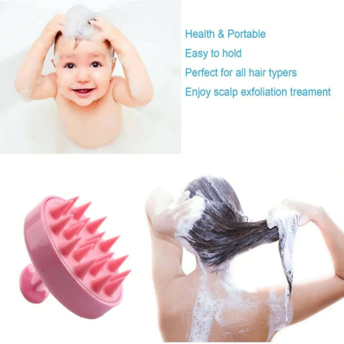 Scalp Shampoo Massager Brush with Soft Silicone Bristles | Hair & Scalp Scrubber | Random Color