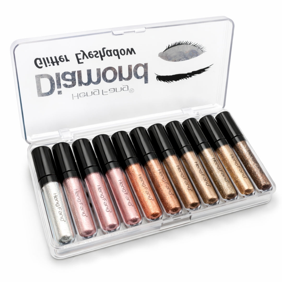 Glitter Eyeliner Set Waterproof Heng Fang Liquid Eye Makeup - 10 Pcs