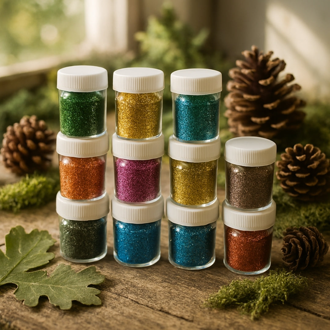 Glitter Powder Bottle, Assorted Craft Glitter for DIY Nail Art and Decoration - Set Pack of 12