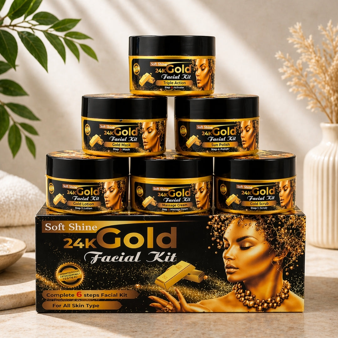 Gold Facial. Complete Home Facial Care, 6 Step Kit
