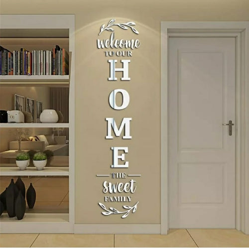 Golden Welcome To Our Home Acrylic Mirror Entrance Wall Décor