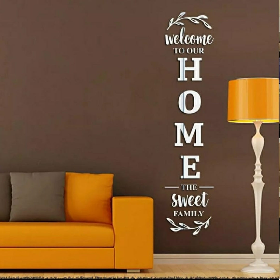 Golden Welcome To Our Home Acrylic Mirror Entrance Wall Décor