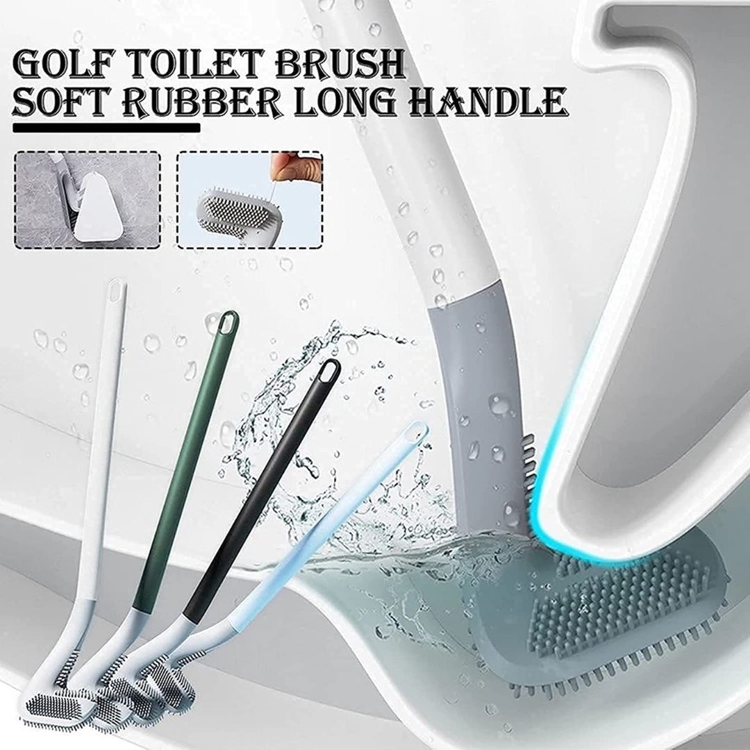 Golf Shape Silicone Toilet Cleaning Brush with Long Handle