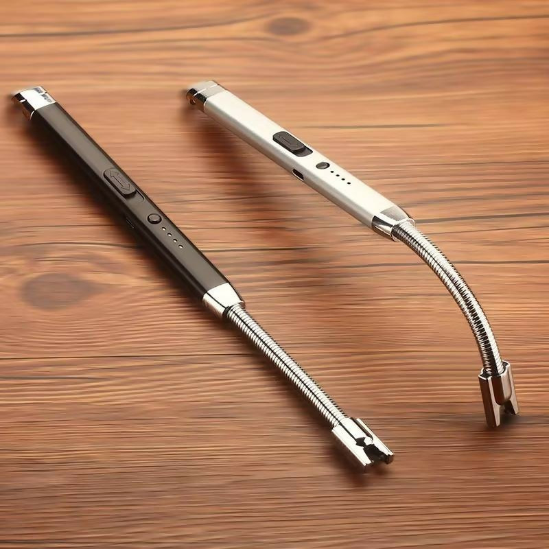 360° Outdoor Kitchen USB Rechargeable Arc Lighter – Flexible Neck, Safety Lock, Windproof & Eco-Friendly Design- Random color