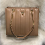 Guess Designer Handbag with Chain Strap Beige