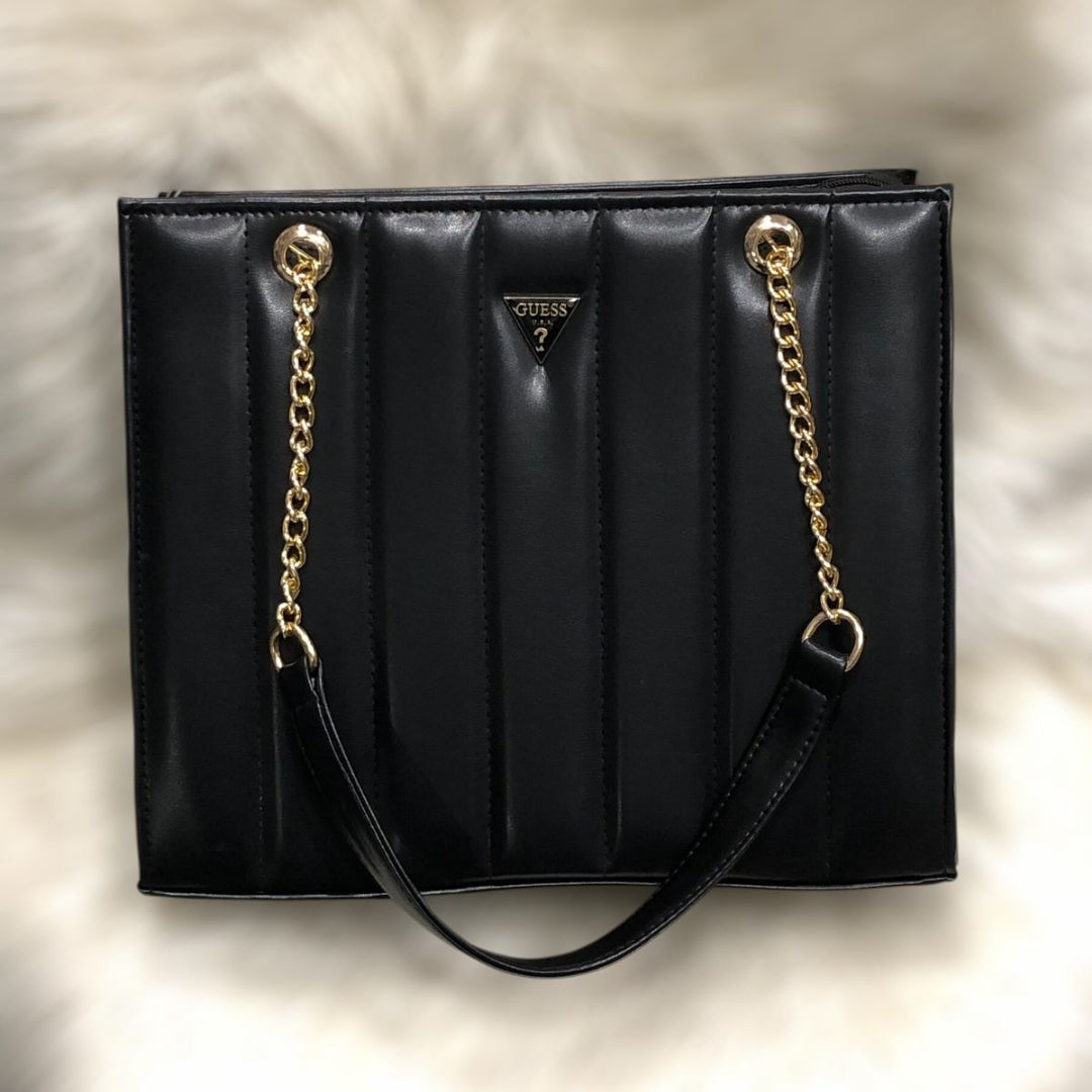 Guess Designer Handbag with Chain Strap Beige
