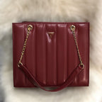 Guess Designer Handbag with Chain Strap Beige