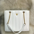 Guess Designer Handbag with Chain Strap Beige