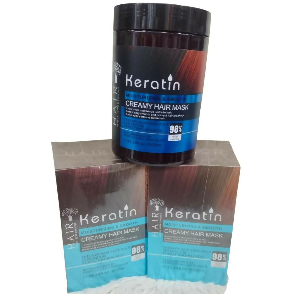 Keratin Creamy Hair Mask 1000g, Deep Smoothing & Anti-Frizz