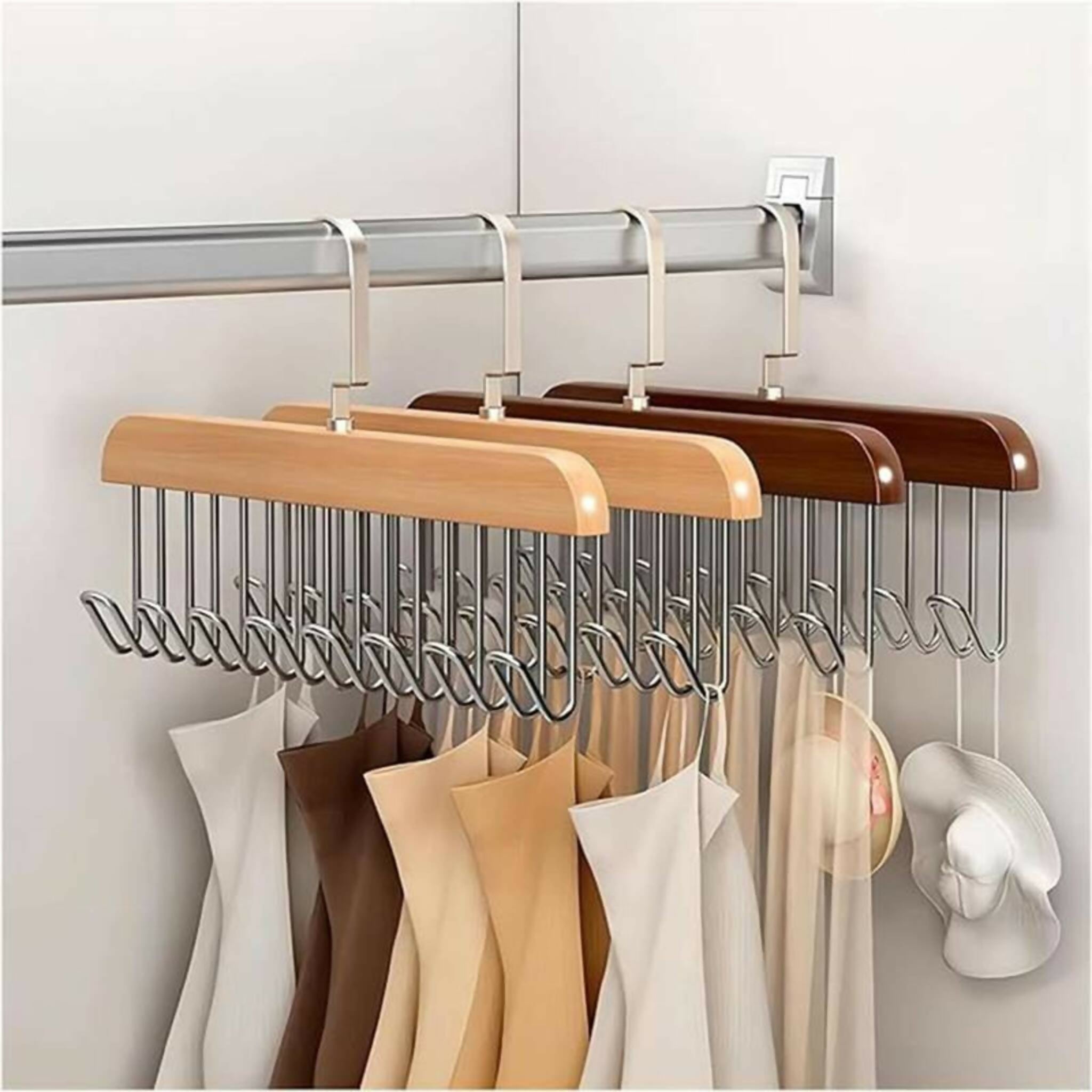 8 Hooks Wooden Clothes Hanger