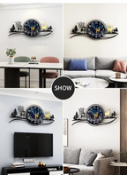 Wooden Wall Clock, Modern LED, Decorative 3D Design Large Size