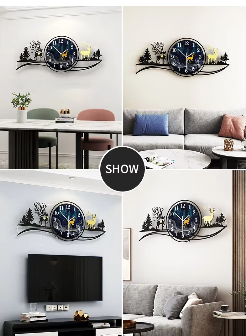 Wooden Wall Clock, Modern LED, Decorative 3D Design Large Size