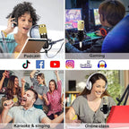 Podcast Microphone Set with Live Sound Card for Streaming and Karaoke