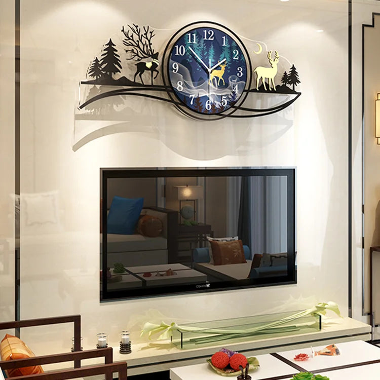 Wooden Wall Clock, Modern LED, Decorative 3D Design Large Size