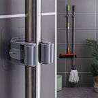 Wall Mounted Mop Holder Self Adhesive Non Slip Waterproof Organizer