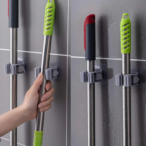 Wall Mounted Mop Holder Self Adhesive Broom Organizer