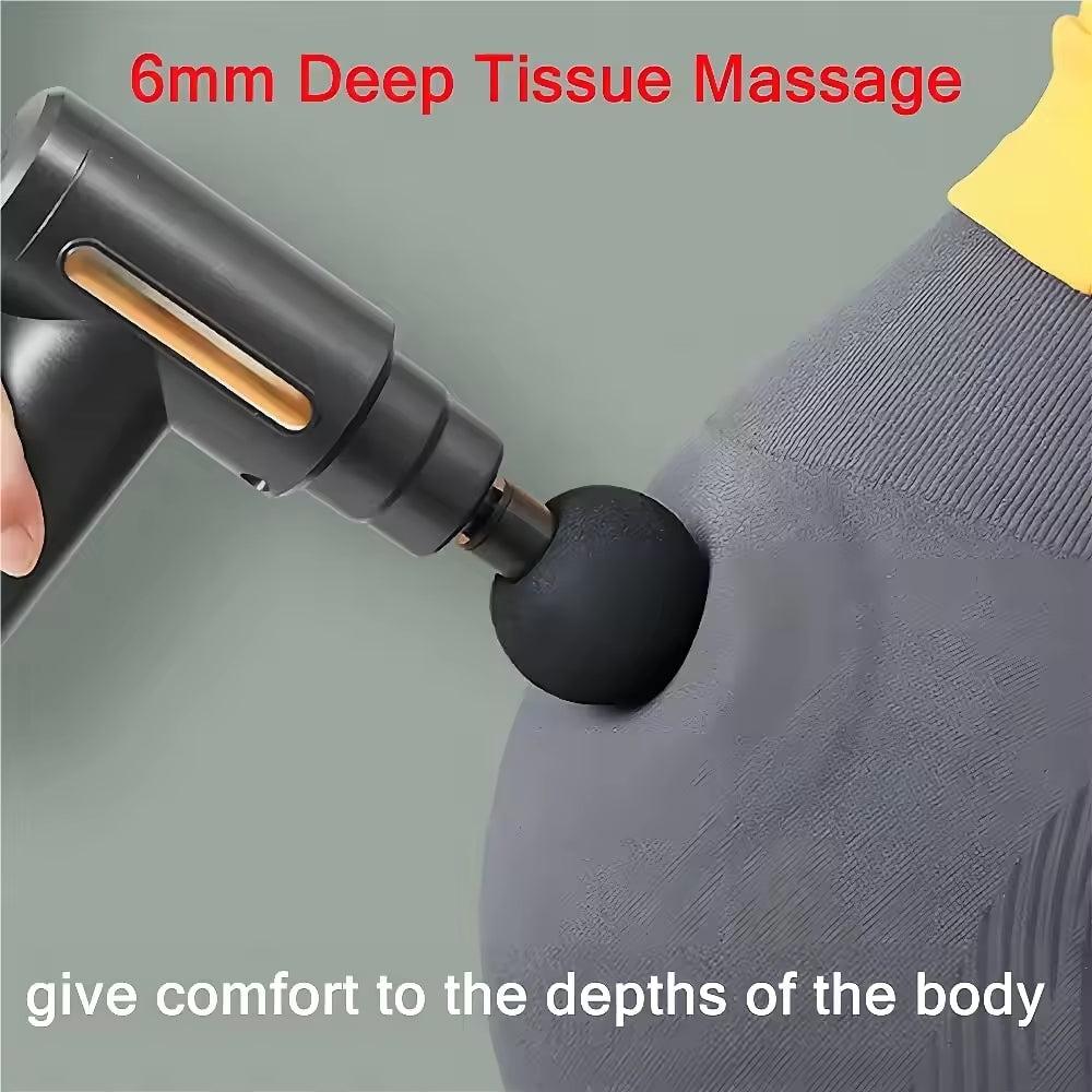 Massage Gun, Mini Deep Tissue with 6 Speed Levels and 4 Massage Heads