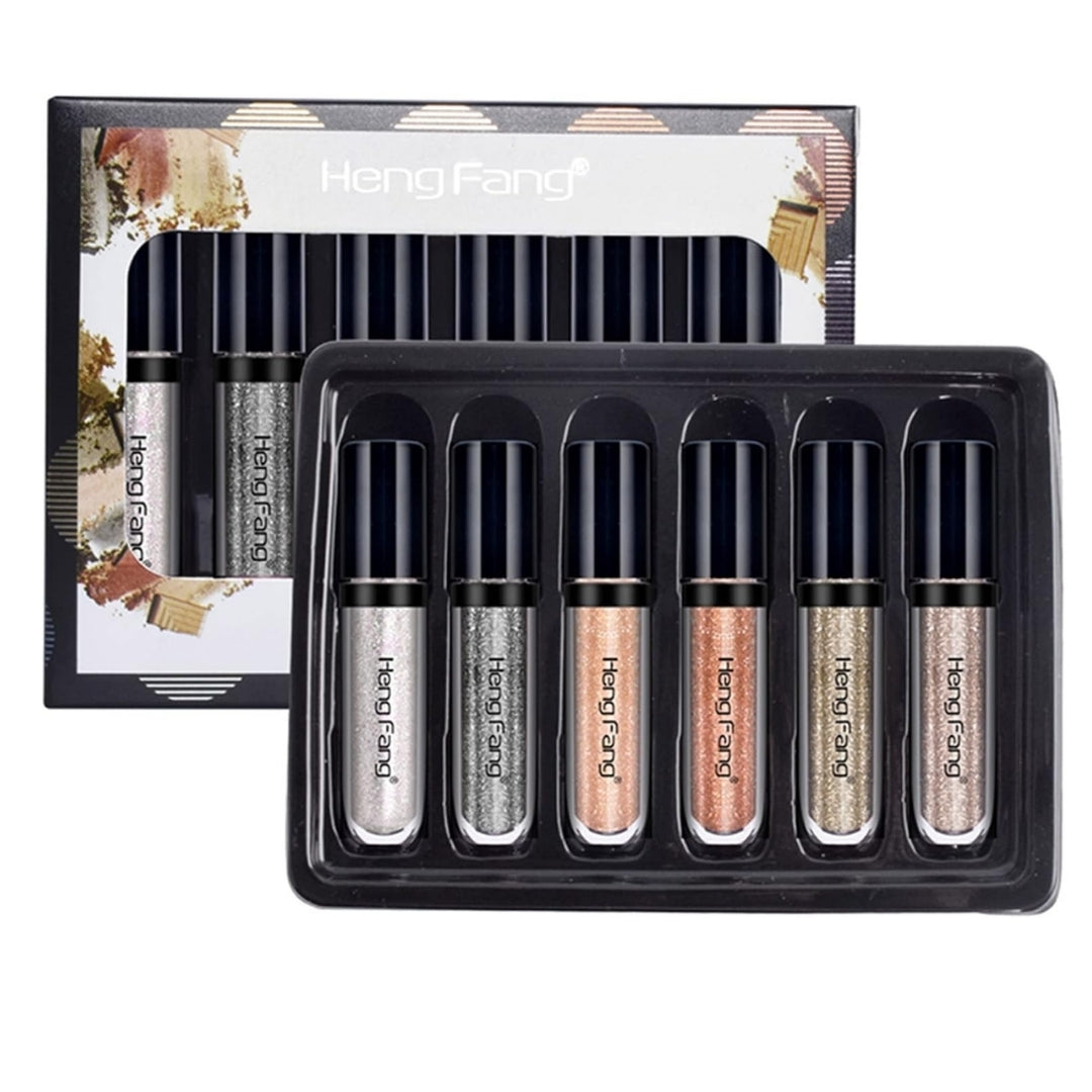 HENG FANG Liquid Diamond Glitter Eyeshadow, Waterproof Long Lasting, Set 6 Pcs