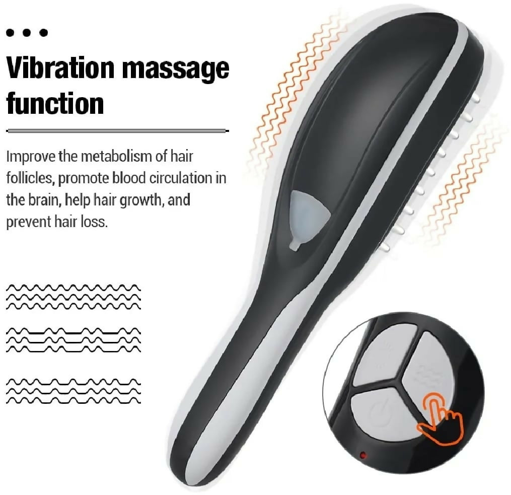 Rechargeable Electric Hair Growth Comb with Steam Spray & Red/Blue LED Therapy – Scalp Massage Anti Hair Fall Brush with 3 Vibration Modes