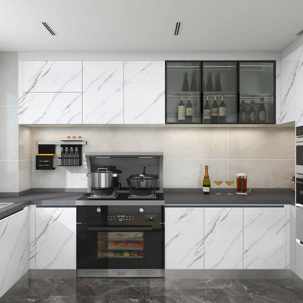 White & Grey | Marble Sheet Sticker 60x200cm | Waterproof Self-Adhesive PVC Wallpaper for Furniture Walls
