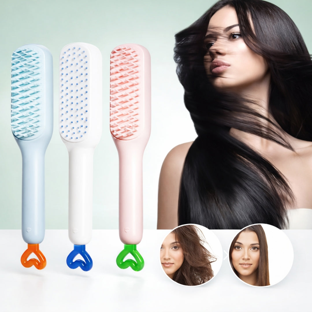 Hair Comb, One Pull Cleaning Ergonomic Scalp Massage Brush for All Hair Types