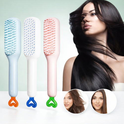 Hair Comb, One Pull Cleaning Ergonomic Scalp Massage Brush for All Hair Types