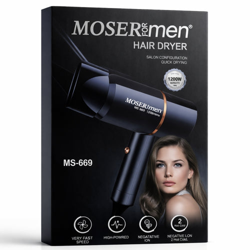 Hair Dryer, Mosermen MS-6691200W Hot and Cold Air 2 Speed Settings
