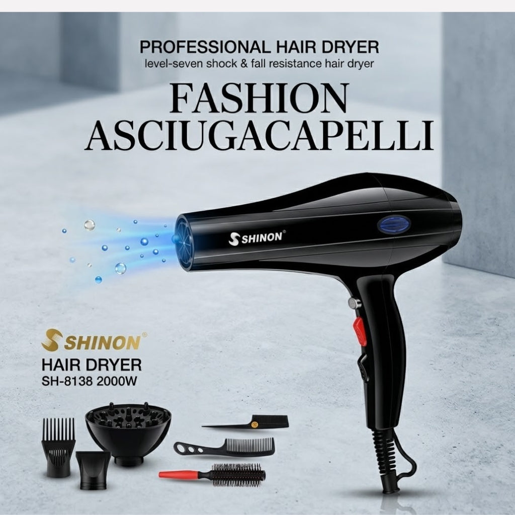Hair Dryer, Professional 2000W Lightweight Foldable Blow Dryer