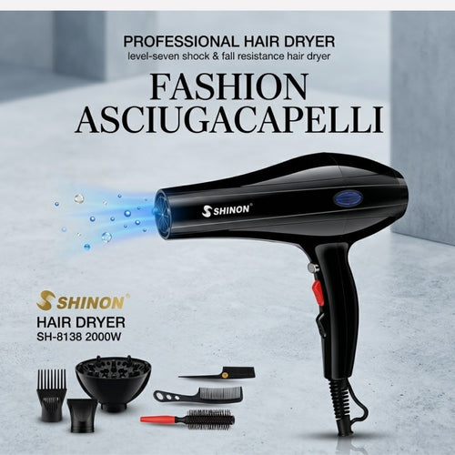 Hair Dryer, Professional 2000W Lightweight Foldable Blow Dryer