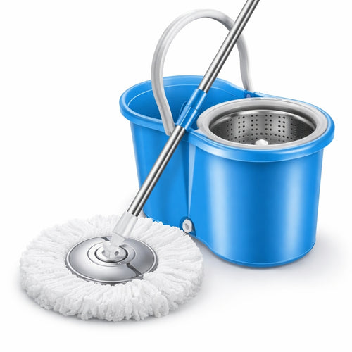 Hand Press Spin Mop Handle with Adjustable Pole and Microfiber Head