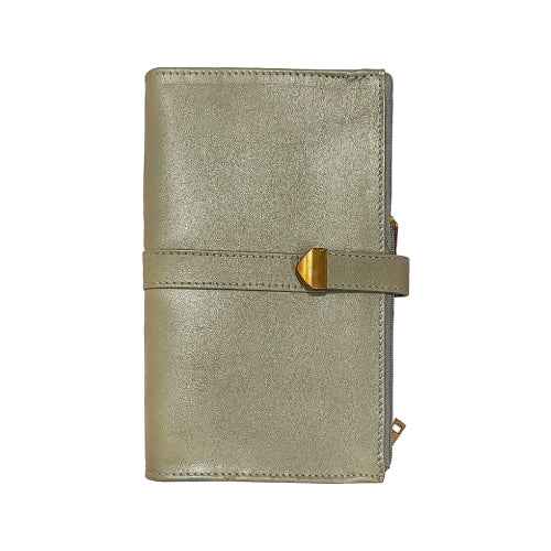Ruvee silver leather wallet – metallic clutch design for stylish women