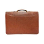 Back panel of Harvard executive bag in brown leather with smooth and professional finish