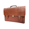 Side view of Harvard brown leather bag showing structured and durable build