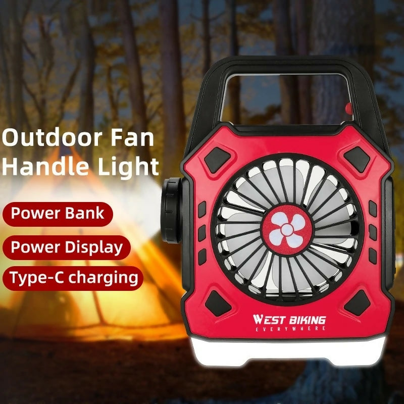 Multipurpose Rechargeable Desk & Camping Fan with LED Light, Flashlight & Power Bank