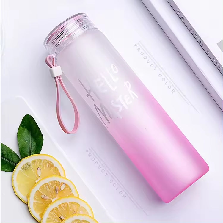 Glass Water Bottle BPA Free Travel Bottle Hello Master Design - 400ml