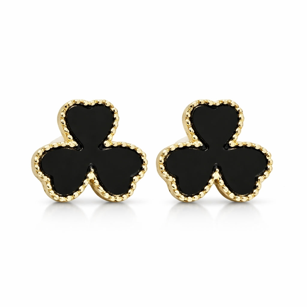 Heart Earrings, Small Trendy Metal  – Black