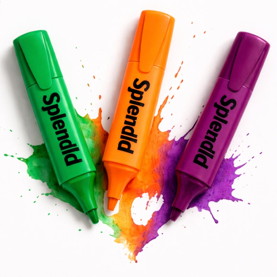 Highlighter Pen, Long Lasting Markers for Notes and Creative Work - 12 pcs