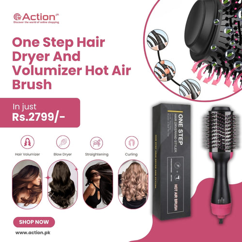 One Step 2-in-1 Hot Air Brush, Hair Dryer, Straightener & Volumizer Unisex Use