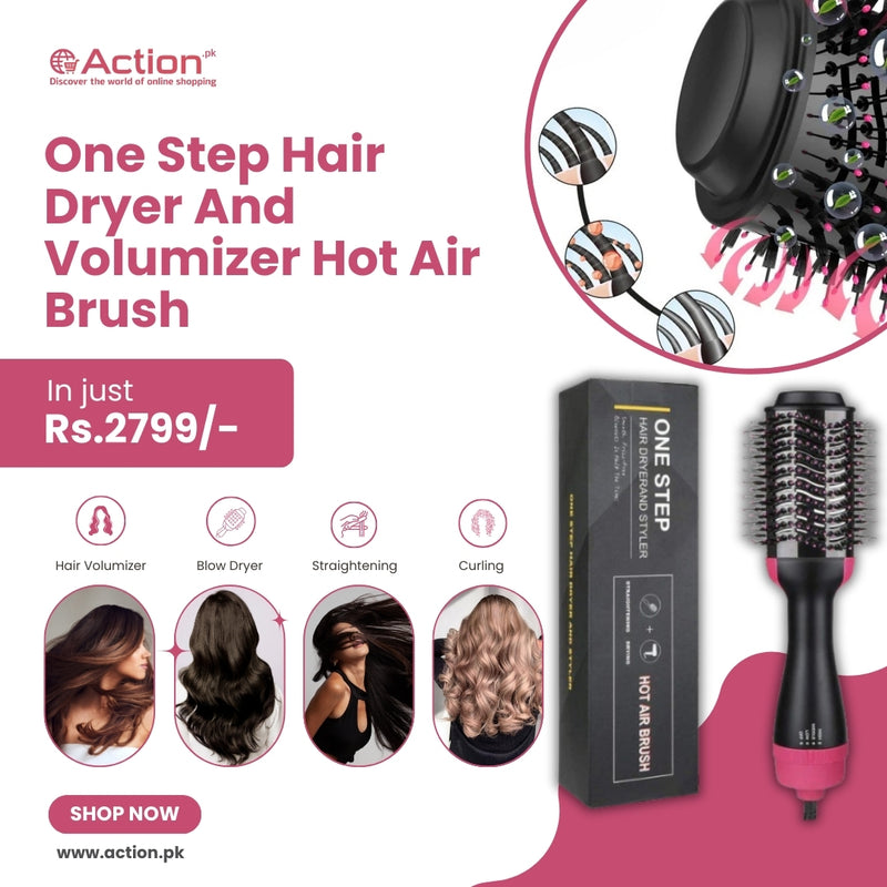 One Step 2-in-1 Hot Air Brush, Hair Dryer, Straightener & Volumizer Unisex Use