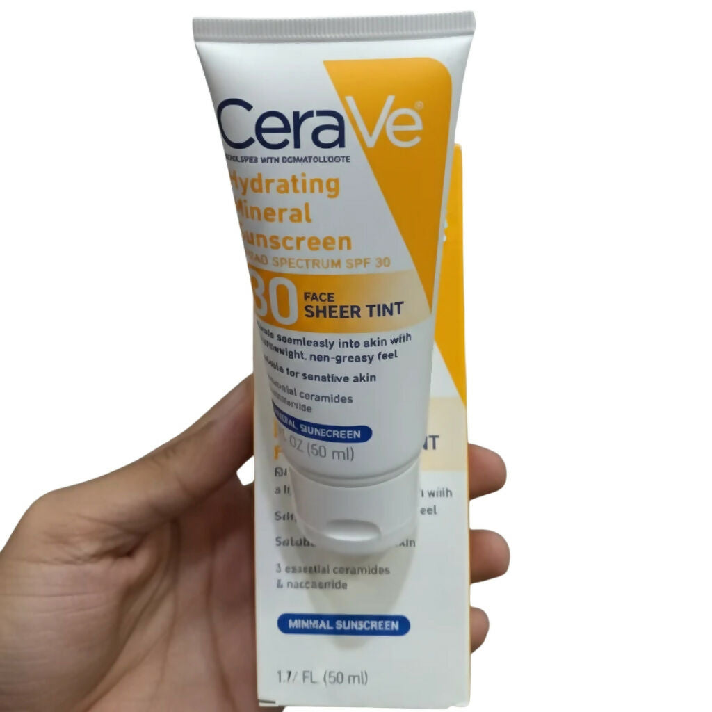 CeraVe Hydrating Mineral Sunscreen SPF 50, Broad Spectrum UV Protection – 50ml