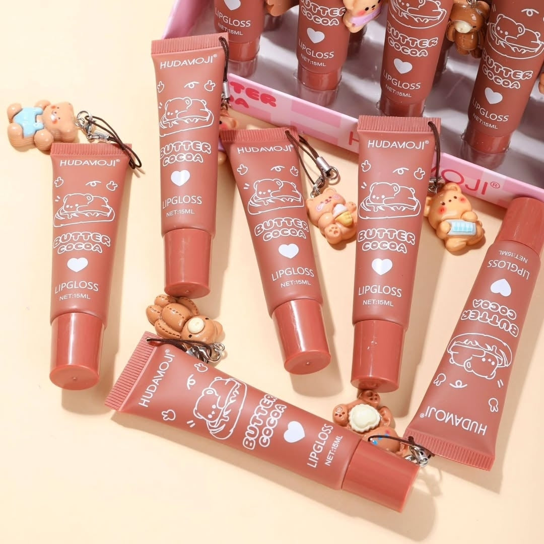 Huda Moji Teddy Style Cocoa Butter Lip Gloss Set Nude Shades - Pack of 2