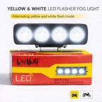 4 Lens Flasher Fog Light 40W – Dual Color White & Yellow LED Strobe Light for Bike & Car (DC 9V–80V) | Pack of 1