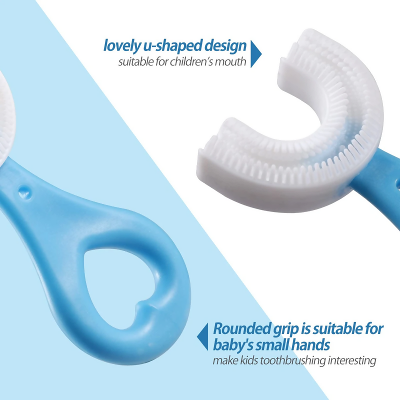 360° U-Shaped Baby Toothbrush | Soft Silicone Kids Oral Care & Teether Brush (Random Color)