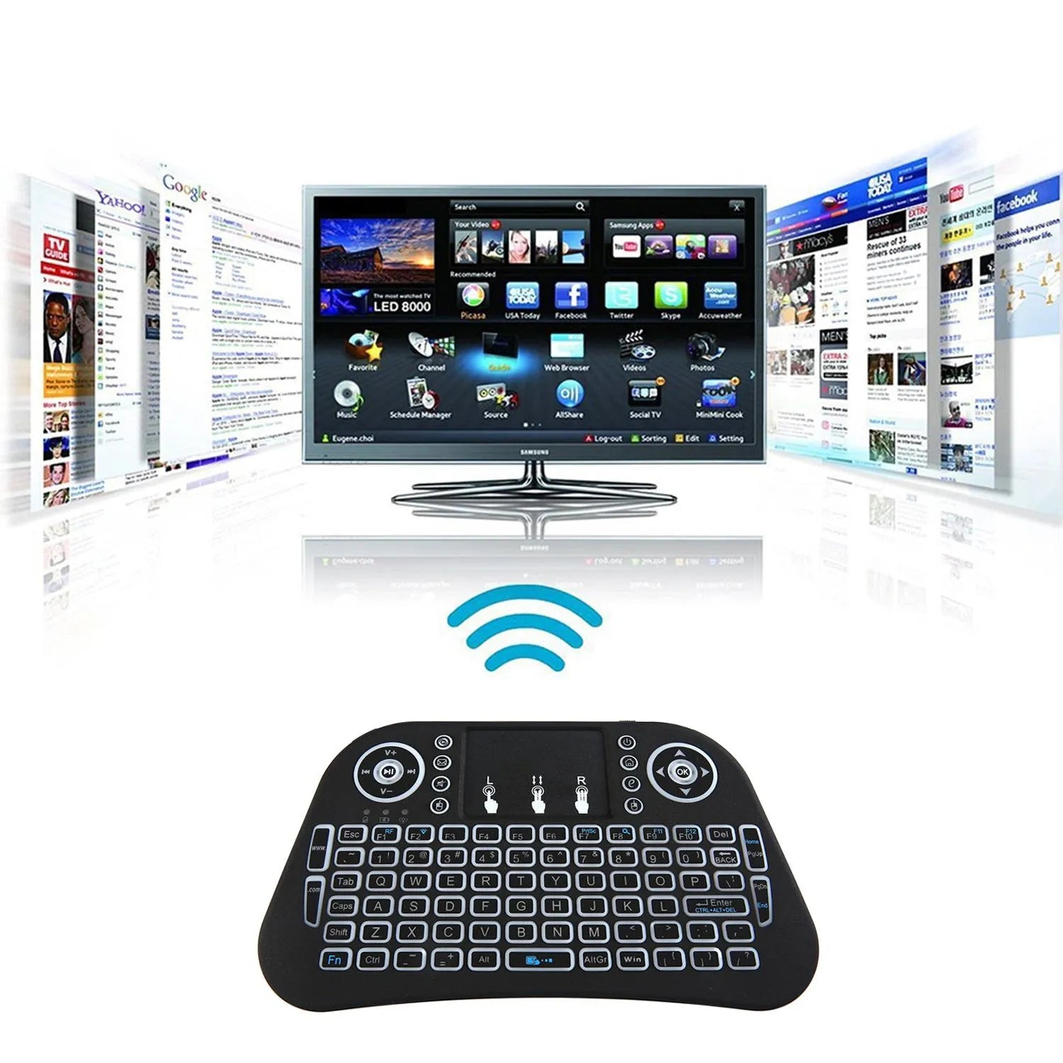 Touchpad, UKB 500 RF Mini Wireless Keyboard with and RGB Backlight