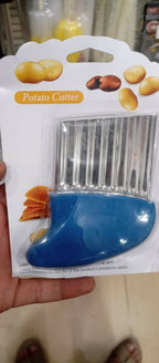 French Fry Crinkle Cutter – Stainless Steel Wavy Slicer Knife for Potatoes, Vegetables & Fruits | Easy Grip Chopper Tool for Kitchen Cutting & Garnishing