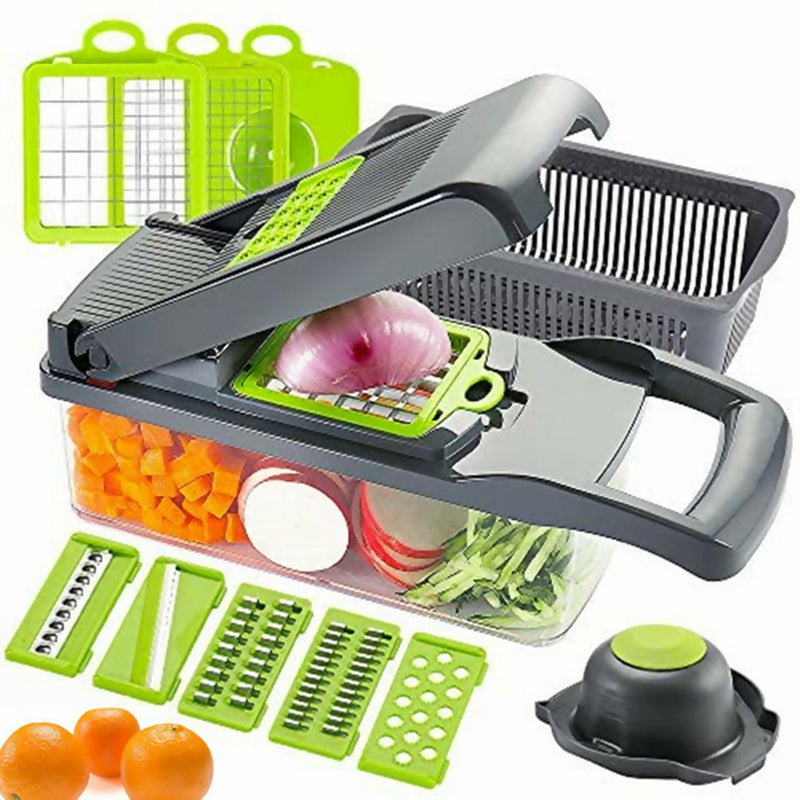 16-in-1 Multifunctional Vegetable & Fruit Slicer with Basket